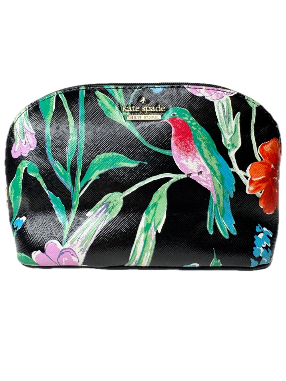 Kate Spade NY Cameron Street Jardin Black Flowers Cosmetic Bag Floral Elegance